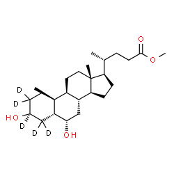 ChemSpider 2D Image | Methyl (3beta,5beta,6alpha)-3,6-dihydroxy(2,2,3,4,4-~2~H_5_)cholan-24-oate | C25H37D5O4