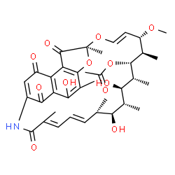 ChemSpider 2D Image | (7S,9E,11S,12R,13S,14R,15R,16R,17S,18S,19E,21E)-2,15,17-Trihydroxy-11-methoxy-3,7,12,14,16,18,22-heptamethyl-6,23,27,29-tetraoxo-8,30-dioxa-24-azatetracyclo[23.3.1.1~4,7~.0~5,28~]triaconta-1(28),2,4,9
,19,21,25-heptaen-13-yl acetate | C37H45NO12