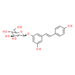 ChemSpider 2D Image | 3-Hydroxy-5-[(E)-2-(4-hydroxyphenyl)vinyl]phenyl beta-D-threo-hexopyranoside | C20H22O8