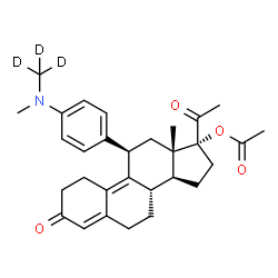 ChemSpider 2D Image | (11beta)-11-(4-{Methyl[(~2~H_3_)methyl]amino}phenyl)-3,20-dioxo-19-norpregna-4,9-dien-17-yl acetate | C30H34D3NO4