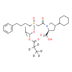ChemSpider 2D Image | (4S)-4-Cyclohexyl-1-{[(R)-{(1S)-2-methyl-1-[(~2~H_5_)propanoyloxy]propoxy}(4-phenylbutyl)phosphoryl]acetyl}-L-proline | C30H41D5NO7P