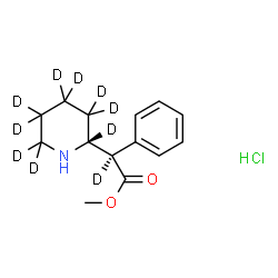 ChemSpider 2D Image | Methyl (2R)-phenyl[(2R)-(2,3,3,4,4,5,5,6,6-~2~H_9_)-2-piperidinyl](~2~H)ethanoate hydrochloride (1:1) | C14H10D10ClNO2
