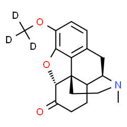 ChemSpider 2D Image | (5alpha)-17-Methyl-3-[(~2~H_3_)methyloxy]-4,5-epoxymorphinan-6-one | C18H18D3NO3