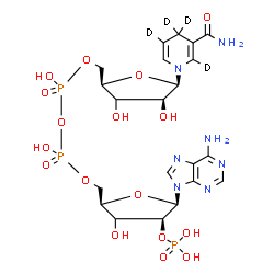 ChemSpider 2D Image | [[(2R,4S,5R)-5-(6-aminopurin-9-yl)-3-hydroxy-4-phosphonooxy-tetrahydrofuran-2-yl]methoxy-hydroxy-phosphoryl] [(2R,4S,5R)-5-(3-carbamoyl-2,4,4,5-tetradeuterio-1-pyridyl)-3,4-dihydroxy-tetrahydrofuran-2-yl]methyl hydrogen phosphate | C21H26D4N7O17P3