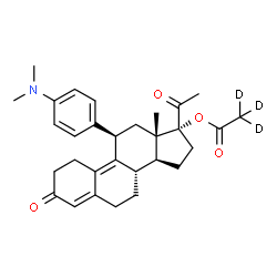 ChemSpider 2D Image | (11beta)-11-[4-(Dimethylamino)phenyl]-3,20-dioxo-19-norpregna-4,9-dien-17-yl (~2~H_3_)acetate | C30H34D3NO4