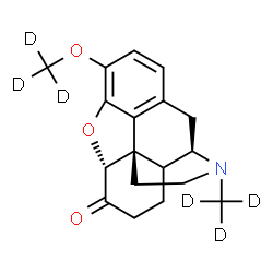 ChemSpider 2D Image | (5alpha)-17-(~2~H_3_)Methyl-3-[(~2~H_3_)methyloxy]-4,5-epoxymorphinan-6-one | C18H15D6NO3