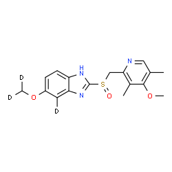 ChemSpider 2D Image | 2-{[(4-Methoxy-3,5-dimethyl-2-pyridinyl)methyl]sulfinyl}-5-[(~2~H_2_)methyloxy](4-~2~H)-1H-benzimidazole | C17H16D3N3O3S
