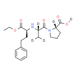 ChemSpider 2D Image | N-[(2S)-1-Ethoxy-1-oxo-4-phenyl-2-butanyl]-L-(2,3,3-~2~H_3_)alanyl-L-(O,2-~2~H_2_)proline | C20H23D5N2O5