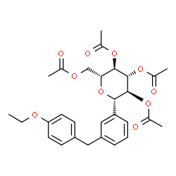 ChemSpider 2D Image | (1S)-2,3,4,6-Tetra-O-acetyl-1,5-anhydro-1-[3-(4-ethoxybenzyl)phenyl]-D-glucitol | C29H34O10