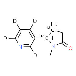 ChemSpider 2D Image | 1-Methyl-5-[(~2~H_4_)-3-pyridinyl]-2-(4,5-~13~C_2_)pyrrolidinone | C813C2H8D4N2O