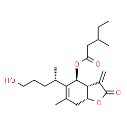 ChemSpider 2D Image | (3aR,4S,7aR)-5-[(2S)-5-Hydroxy-2-pentanyl]-6-methyl-3-methylene-2-oxo-2,3,3a,4,7,7a-hexahydro-1-benzofuran-4-yl 3-methylpentanoate | C21H32O5