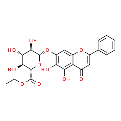 ChemSpider 2D Image | 5,6-Dihydroxy-4-oxo-2-phenyl-4H-chromen-7-yl ethyl beta-D-glucopyranosiduronate | C23H22O11