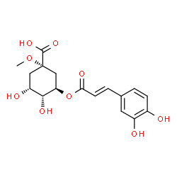 ChemSpider 2D Image | (1S,3R,4R,5R)-3-{[(2E)-3-(3,4-Dihydroxyphenyl)-2-propenoyl]oxy}-4,5-dihydroxy-1-methoxycyclohexanecarboxylic acid | C17H20O9