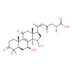 ChemSpider 2D Image | (7beta,15alpha,20Z,25R)-7,15-Dihydroxy-3,11,23-trioxolanosta-8,20(22)-dien-26-oic acid | C30H42O7