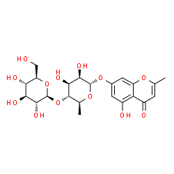 ChemSpider 2D Image | 5-Hydroxy-2-methyl-4-oxo-4H-chromen-7-yl 6-deoxy-4-O-beta-D-glucopyranosyl-alpha-L-mannopyranoside | C22H28O13