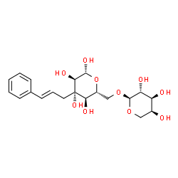 ChemSpider 2D Image | 6-O-alpha-L-Arabinopyranosyl-3-C-[(2E)-3-phenyl-2-propen-1-yl]-beta-D-glucopyranose | C20H28O10