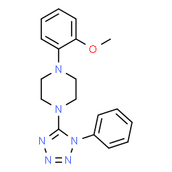 ChemSpider 2D Image | 1-(2-Methoxyphenyl)-4-(1-phenyl-1H-tetrazol-5-yl)piperazine | C18H20N6O