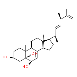 ChemSpider 2D Image | (3beta,5alpha,6beta,10xi,13xi,22E,24R)-Ergosta-7,22,25-triene-3,5,6-triol | C28H44O3