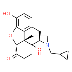 ChemSpider 2D Image | (5alpha)-17-(Cyclopropylmethyl)-3,14-dihydroxy-4,5-epoxymorphinan-6-one | C20H23NO4