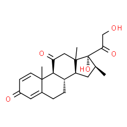 ChemSpider 2D Image | (10xi,13xi,16beta)-17,21-Dihydroxy-16-methylpregna-1,4-diene-3,11,20-trione | C22H28O5