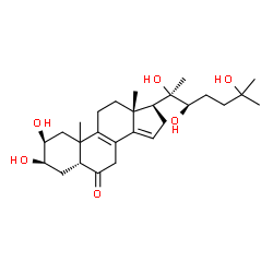 ChemSpider 2D Image | (2beta,3beta,5beta,10xi,22R)-2,3,20,22,25-Pentahydroxycholesta-8,14-dien-6-one | C27H42O6
