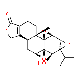 ChemSpider 2D Image | (3bS,4aS,5aS,6R,7aS,7bS,8aS,8bS)-6-Hydroxy-6a-isopropyl-8b-methyl-3b,4,4a,6,6a,7a,7b,8b,9,10-decahydrotrisoxireno[6,7:8a,9:4b,5]phenanthro[1,2-c]furan-1(3H)-one | C20H24O6
