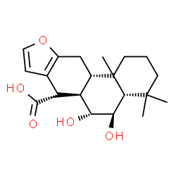 ChemSpider 2D Image | (4aS,5R,6R,6aR,7S,11aS)-5,6-Dihydroxy-4,4,11b-trimethyl-1,2,3,4,4a,5,6,6a,7,11,11a,11b-dodecahydrophenanthro[3,2-b]furan-7-carboxylic acid | C20H28O5