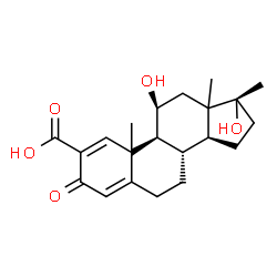 ChemSpider 2D Image | (10xi,11beta,13xi,17alpha)-11,17-Dihydroxy-17-methyl-3-oxoandrosta-1,4-diene-2-carboxylic acid | C21H28O5