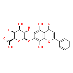 ChemSpider 2D Image | 5,8-Dihydroxy-4-oxo-2-phenyl-4H-chromen-7-yl beta-L-galactopyranosiduronic acid | C21H18O11