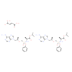 ChemSpider 2D Image | Isopropyl N-[(R)-({[(2R)-1-(6-amino-9H-purin-9-yl)-2-propanyl]oxy}methyl)(phenoxy)phosphoryl]-L-alaninate (2E)-2-butenedioate (2:1) | C46H62N12O14P2