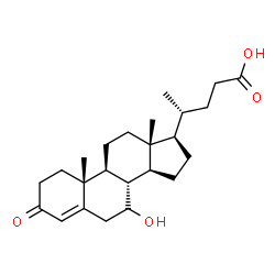 ChemSpider 2D Image | (7beta)-7-Hydroxy-3-oxochol-4-en-24-oic acid | C24H36O4
