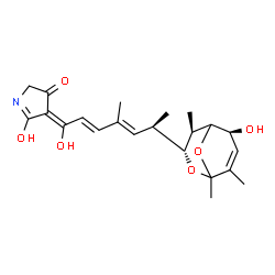 ChemSpider 2D Image | (4E)-5-Hydroxy-4-{(2E,4E,6R)-1-hydroxy-6-[(3R,4R,6S)-6-hydroxy-1,4,8-trimethyl-2,9-dioxabicyclo[3.3.1]non-7-en-3-yl]-4-methyl-2,4-heptadien-1-ylidene}-2,4-dihydro-3H-pyrrol-3-one | C22H29NO6