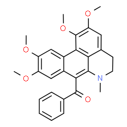ChemSpider 2D Image | Phenyl(1,2,9,10-tetramethoxy-6-methyl-5,6-dihydro-4H-dibenzo[de,g]quinolin-7-yl)methanone | C28H27NO5