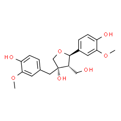 ChemSpider 2D Image | (3S,4S,5R)-3-(4-Hydroxy-3-methoxybenzyl)-5-(4-hydroxy-3-methoxyphenyl)-4-(hydroxymethyl)tetrahydro-3-furanol | C20H24O7