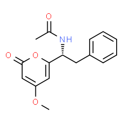 ChemSpider 2D Image | N-[(1R)-1-(4-Methoxy-2-oxo-2H-pyran-6-yl)-2-phenylethyl]acetamide | C16H17NO4