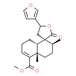 ChemSpider 2D Image | Methyl (2'S,3S,4a'S,8a'S)-5-(3-furyl)-2',4a'-dimethyl-2-oxo-3',4,4',4a',5,7',8',8a'-octahydro-2'H-spiro[furan-3,1'-naphthalene]-5'-carboxylate | C21H26O5