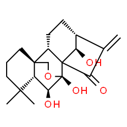 ChemSpider 2D Image | (6alpha,7beta,14R)-6,7,14-Trihydroxy-7,20-epoxykaur-16-en-15-one | C20H28O5