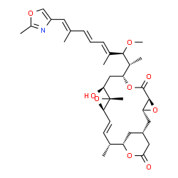 ChemSpider 2D Image | (1R,3R,5S,8R,10S,11R,13R,14E,16R,17S)-10-Hydroxy-8-[(2R,3S,4E,6E,8E)-3-methoxy-4,8-dimethyl-9-(2-methyl-1,3-oxazol-4-yl)-4,6,8-nonatrien-2-yl]-11,16-dimethyl-4,7,12,18-tetraoxatetracyclo[15.3.1.0~3,5~
.0~11,13~]henicos-14-ene-6,19-dione | C35H47NO9