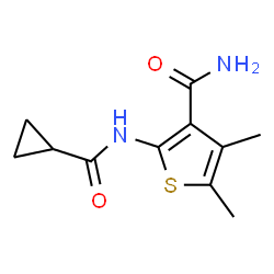 ChemSpider 2D Image | 2-[(Cyclopropylcarbonyl)amino]-4,5-dimethyl-3-thiophenecarboxamide | C11H14N2O2S