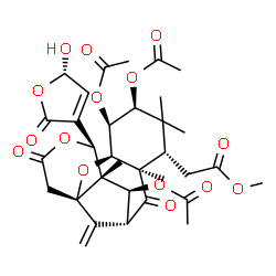 ChemSpider 2D Image | Methyl {(1S,3R,4R,5S,7S,8R,10R,11S,12S,13R)-4,5,11-triacetoxy-13-[(5S)-5-hydroxy-2-oxo-2,5-dihydro-3-furanyl]-6,6,8,12-tetramethyl-17-methylene-9,15-dioxo-2,14-dioxatetracyclo[8.6.1.0~1,12~.0~3,8~]hep
tadec-7-yl}acetate | C33H40O15