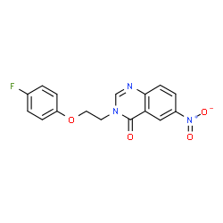 ChemSpider 2D Image | 3-[2-(4-Fluorophenoxy)ethyl]-6-nitro-4(3H)-quinazolinone | C16H12FN3O4