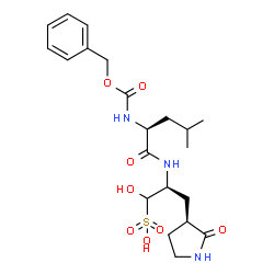 ChemSpider 2D Image | (2S)-2-({N-[(Benzyloxy)carbonyl]-L-leucyl}amino)-1-hydroxy-3-[(3S)-2-oxo-3-pyrrolidinyl]-1-propanesulfonic acid | C21H31N3O8S