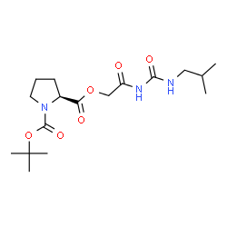 ChemSpider 2D Image | 2-{2-[(Isobutylcarbamoyl)amino]-2-oxoethyl} 1-(2-methyl-2-propanyl) (2S)-1,2-pyrrolidinedicarboxylate | C17H29N3O6
