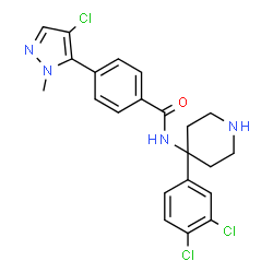 ChemSpider 2D Image | 4-(4-Chloro-1-methyl-1H-pyrazol-5-yl)-N-[4-(3,4-dichlorophenyl)-4-piperidinyl]benzamide | C22H21Cl3N4O