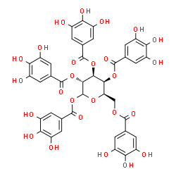ChemSpider 2D Image | 1,2,3,4,6-Pentakis-O-(3,4,5-trihydroxybenzoyl)-D-galactopyranose | C41H32O26