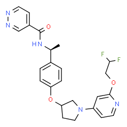 ChemSpider 2D Image | N-{(1S)-1-[4-({1-[2-(2,2-Difluoroethoxy)-4-pyridinyl]-3-pyrrolidinyl}oxy)phenyl]ethyl}-4-pyridazinecarboxamide | C24H25F2N5O3