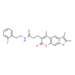 ChemSpider 2D Image | N-[2-(2-Fluorophenyl)ethyl]-3-(2,3,5-trimethyl-7-oxo-7H-furo[3,2-g]chromen-6-yl)propanamide | C25H24FNO4