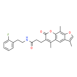 ChemSpider 2D Image | N-[2-(2-Fluorophenyl)ethyl]-3-(3,5,9-trimethyl-7-oxo-7H-furo[3,2-g]chromen-6-yl)propanamide | C25H24FNO4