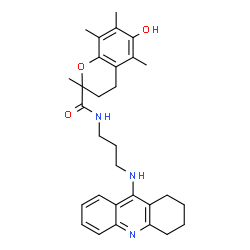 ChemSpider 2D Image | 6-Hydroxy-2,5,7,8-tetramethyl-N-[3-(1,2,3,4-tetrahydro-9-acridinylamino)propyl]-2-chromanecarboxamide | C30H37N3O3