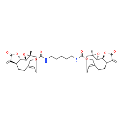 ChemSpider 2D Image | Bis{[(1aR,4E,7aS,10aS,10bS)-1a-methyl-8-methylene-9-oxo-1a,2,3,6,7,7a,8,9,10a,10b-decahydrooxireno[9,10]cyclodeca[1,2-b]furan-5-yl]methyl} 1,5-pentanediylbiscarbamate | C37H50N2O10